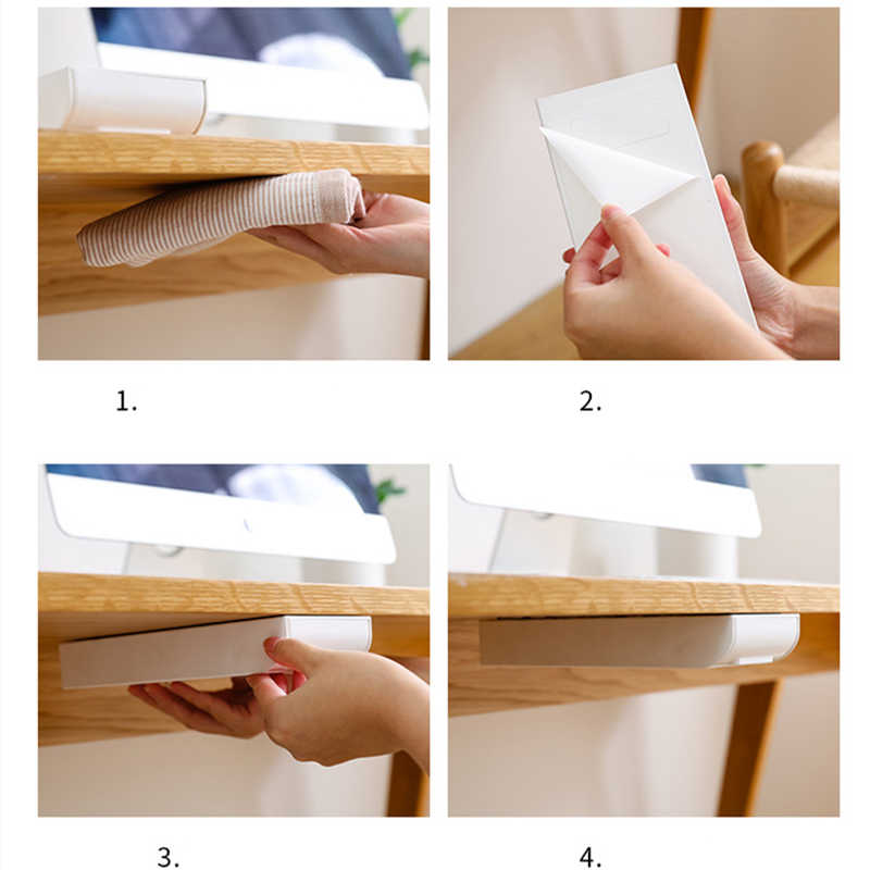 Tiroir auto-adhésif sous le bureau